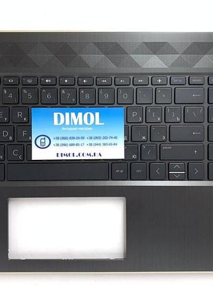 Оригінальна клавіатура для ноутбука hp pavilion x360 15-dq, 15t-dq series, rus, black, чорна передня панель, підсвічування