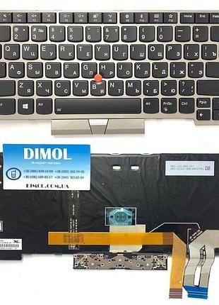 Оригінальна клавіатура lenovo thinkpad e480, l480, t480s, l380, p14s gen 1, t14 gen 2series, ru, black, сіра рамка, підсвічування
