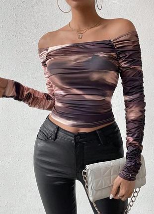 🕊️лонгслів з відкритими плечима та драпіруванням