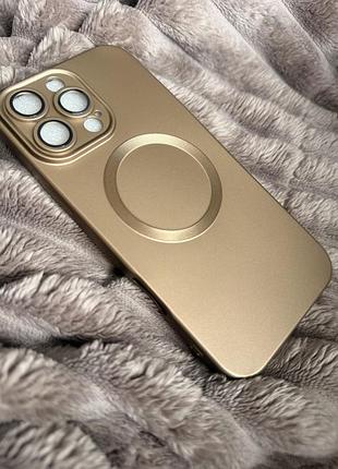 Чохол для айфона 16 про макс новий кейс матовий з посиленим захистом камери золотий шикарний стильний чохол для телефону apple iphone 16 pro max