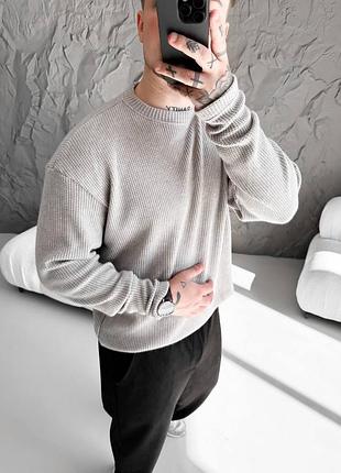 Светр в'язаний чоловічий сірий світло-сірий ангора