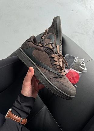 Кроссовки nike air jordan 1 low x travis scott velvet brown
