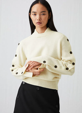 Вовняний теплий светр arket з ґудзиками на рукавах джемпер вовна