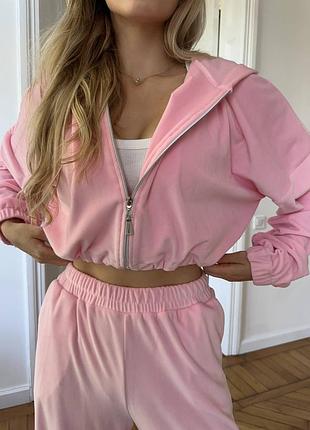 Костюм жіночий велюровий якісний у рожевому кольорі 🩷