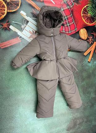 Детский зимний комбинезон бежевого цвета в размерах 80-116 110-116