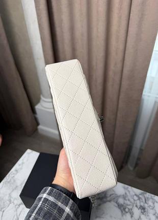 ❤️ chanel classic 23 flap caviar leather ivory with silver hardware premium 5