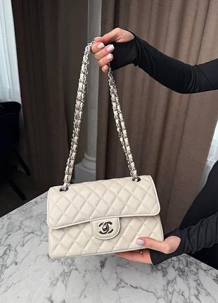 ❤️ chanel classic 23 flap caviar leather ivory with silver hardware premium 4