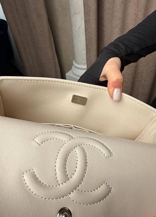 ❤️ chanel classic 23 flap caviar leather ivory with silver hardware premium 8