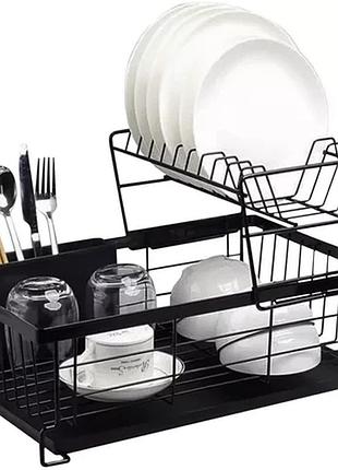 Двухуровневая сушилка для посуды металлическая 43х29х27 см ruhhy 19163 польша