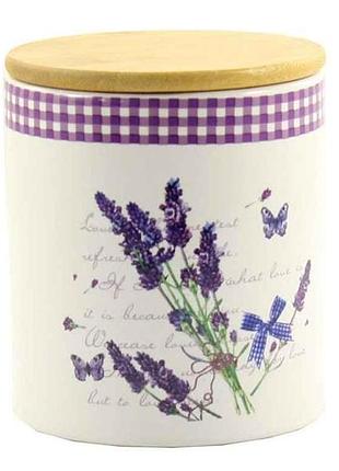 Банка для сипучих 850мл з дерев. кришкою лаванда zfc038 lv тм interos