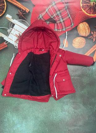 Зимняя парка для девочки в красном цвете размер 80-146 92-98
