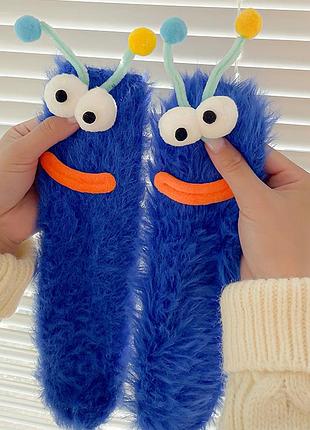 Носки детские пушистые 4228 в виде розовой гусеницы для девочки носки теплые