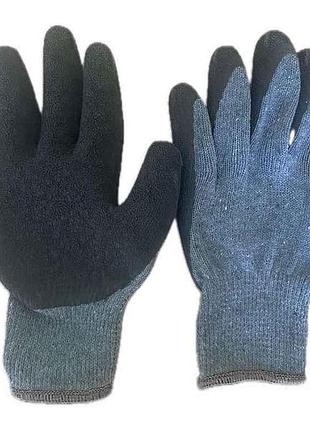 Перчатки рабочие р.10(xl) синтетические с черным латексным покрытием серые тм китай