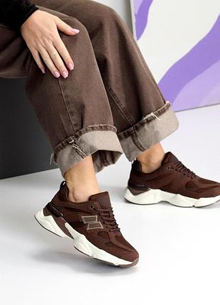Кроссовки женские замша шоколад 26262