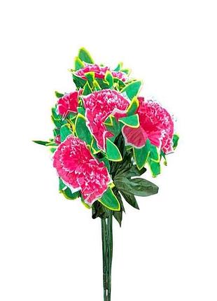 Букет искусственных цветов хлопок гвоздики h-52см г-6 р-10см розовый с белым кантом (2шт/уп) 7158 тм китай