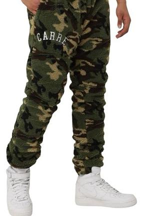 Мощные теплые флисовые / тедди брюки с подкладкой в камо дизайне от carre c-class (s)