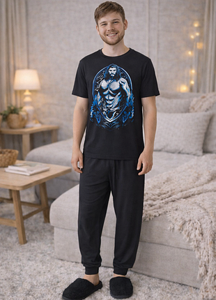 Трикотажна піжама бавовна футболка штани р.s м