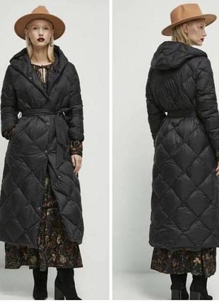 Легкая стеганая длинная куртка, пальто на пуху