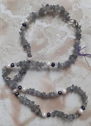 Намисто лабрадор, перлини