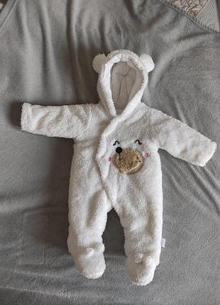 Теплый махровый человечек/комбинезон на кнопочках для мальчика/девочки зимний, поддной