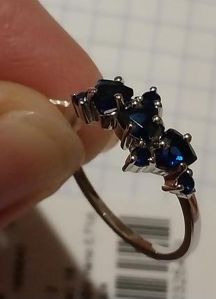 Нове, гарне, срібне кільце з сапфірами