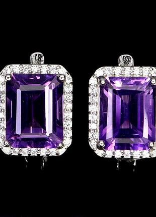Серьги серебро 925 натуральный аметист