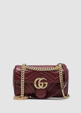 Сумка гуччи gg marmont shoulder bag burgundy, gold hardware