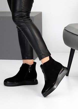 Черевики жіночі замша чорні 26289