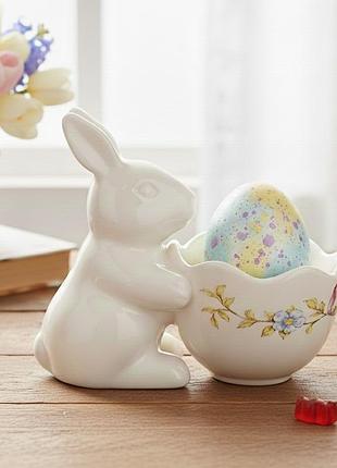 Подставка керамическая под яйцо пасхальный кролик 10 см 15104-007