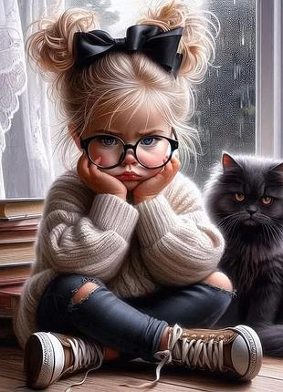 Алмазная мозаика «похмура девочка», 20*20см, на рамке, в кор. 21*21*2,5см, тм dreamtoys