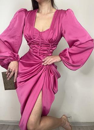 Распродажа платье prettylittlething миди корсетная драпировка