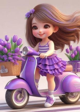 Алмазная мозаика "сиреневая девочка", 20*20см, на рамке, в кор. 21*21*2,5см, тм dreamtoys