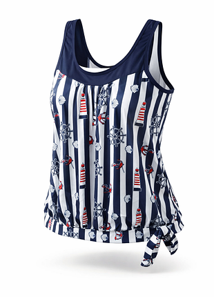 Женский верх купальника в стильном морском дизайне.