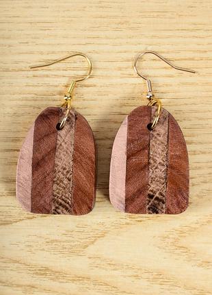 Комбинированные серьги из дерева ручной работы. подарок девушке, женщине
