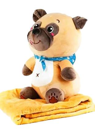 1130 l мягкая игрушка собачка с пледом 50 см