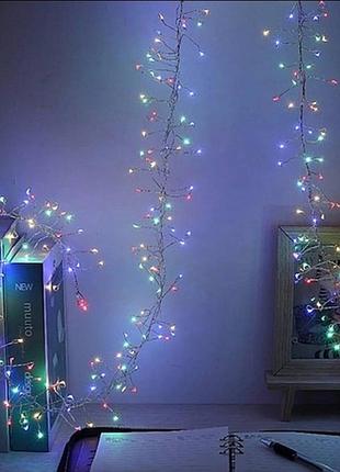 3 гірлянда 300l 10m ведмедик зелений дріт, пульт, ip44 різнобарвний