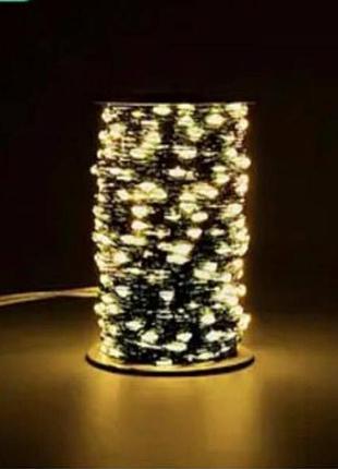 61 гирлянда 2000l200m роса серебрянный провод, пульт ip44 сеть белый