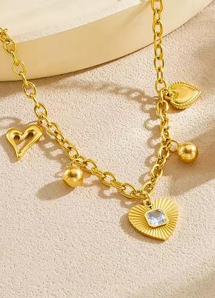 Кольє «radiant heart» із променистим гравіюванням з нержавіючої сталі