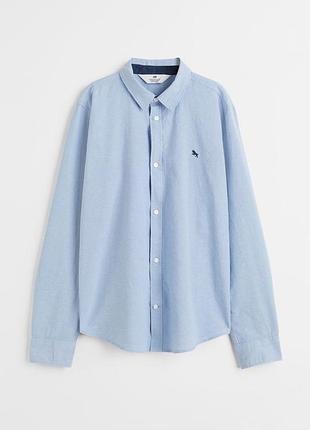 Сорочка h&m хлопчику 134 на 8/9 років блакитна
