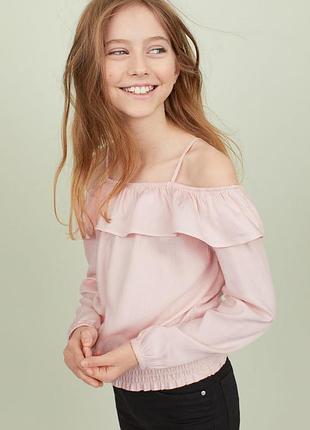 Блуза h&m з відкритими плечима дівчинці 170 на 13-14 років рожева