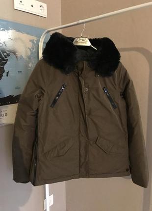 Maison scotch, парка цвета хакки с пух/перо{90%/10%} утеплителем