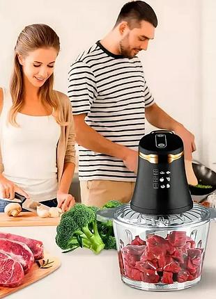 Измельчитель электрический / кухонный блендер чоппер с чашей domotec ms 7041 600вт 3л 32х22х12 см