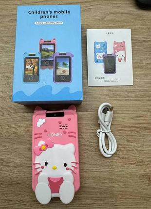 Розовый телефон интерактивный смартфон с сенсорным экраном детская игрушка с играми камерой приложениями