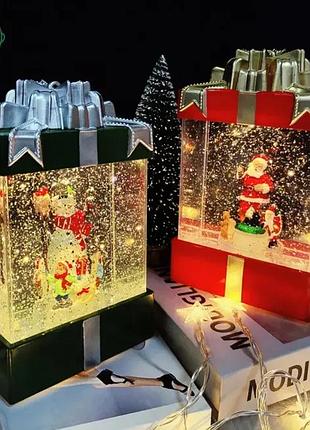 Декоративный светильник с эффектом снегопада, подсветкой и музыкой, снеговик 803