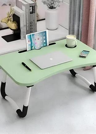 Стіл для ноутбука та планшета m&t displays складний 60х40х28 матовий під дерево зелений