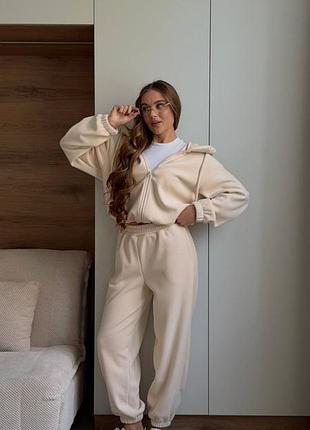 Костюм из полар флиса на молнии с капюшоном