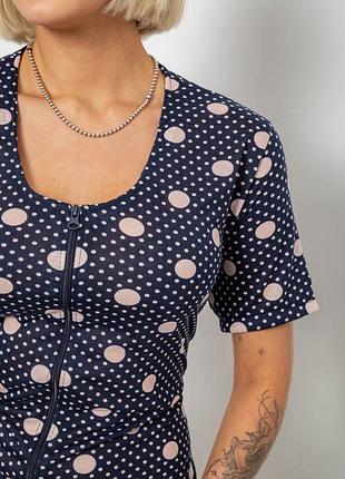 Халат женский на молнии в горох, цвет синий, 257r1030-5