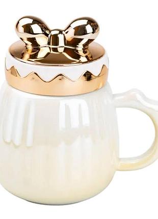 Чашка порцелянова 500 мл із кришкою жовта hp7194y