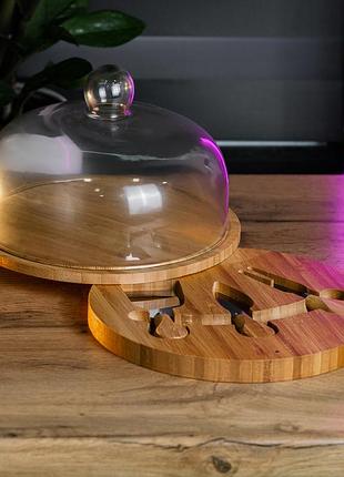 Набор для нарезки сыра ø 25 со стеклянной крышкой hp1230