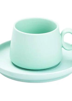 Чашка с блюдцем фарфоровая 300 мл мятная hp7209tu